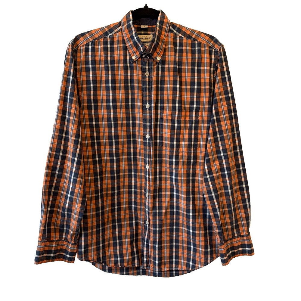 Scappino Outdoor Comfort Fit Long Sleeve‎ Plaid Cotton Button Down Shirt Men's M